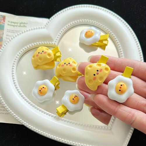 Cute and sweet girl side bangs hair clip spring new cartoon smiley cheese hair clip Japanese style