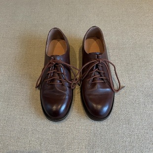 Chengdu Retro Style Handmade Women's Shoes Spring and Autumn 2024 New Front Lace-up Deep Mouth Genuine Leather All-match Lefu Single Shoes