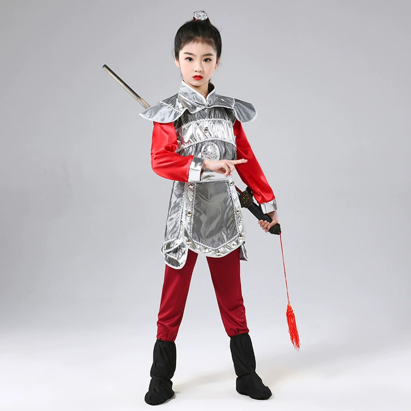 Костюм Мулан, детский костюм для выступления, танцевальный костюм для девочек, костюм древнего солдата, костюм для выступления, костюм Мулан, костюм Пекинской оперы