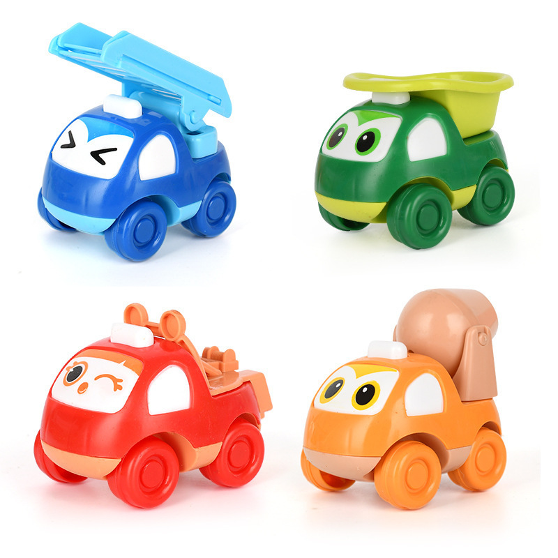 Versión infantil del coche de juguete de construcción con mecanismo de retroceso para niños, coche pequeño de dibujos animados, regalo o premio.