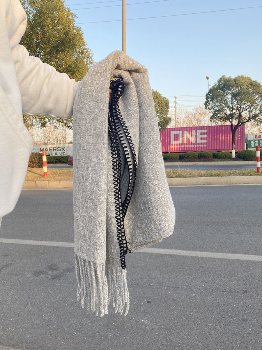 Damen Strickschal, Weicher Wollschal In Kontrastfarben Für Winter_voghion.com