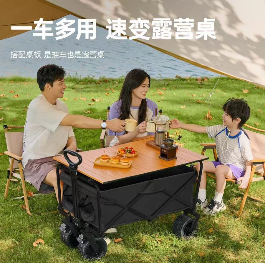 Carrito de Camping Plegable de Acero al Carbono Telescópico para Al Aire Libre