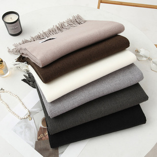 Wool Cashmere Scarf Women's Autumn and Winter High-end All-match Men's Shawl Solid Color New Thickened Imitation Cashmere Scarf