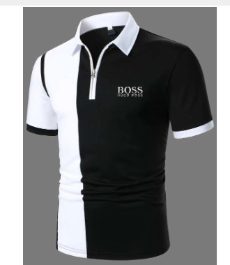 2024 nuevo Aliexpress transfronterizo verano delgado casual de manga corta cremallera estriada solapa camiseta camiseta polo