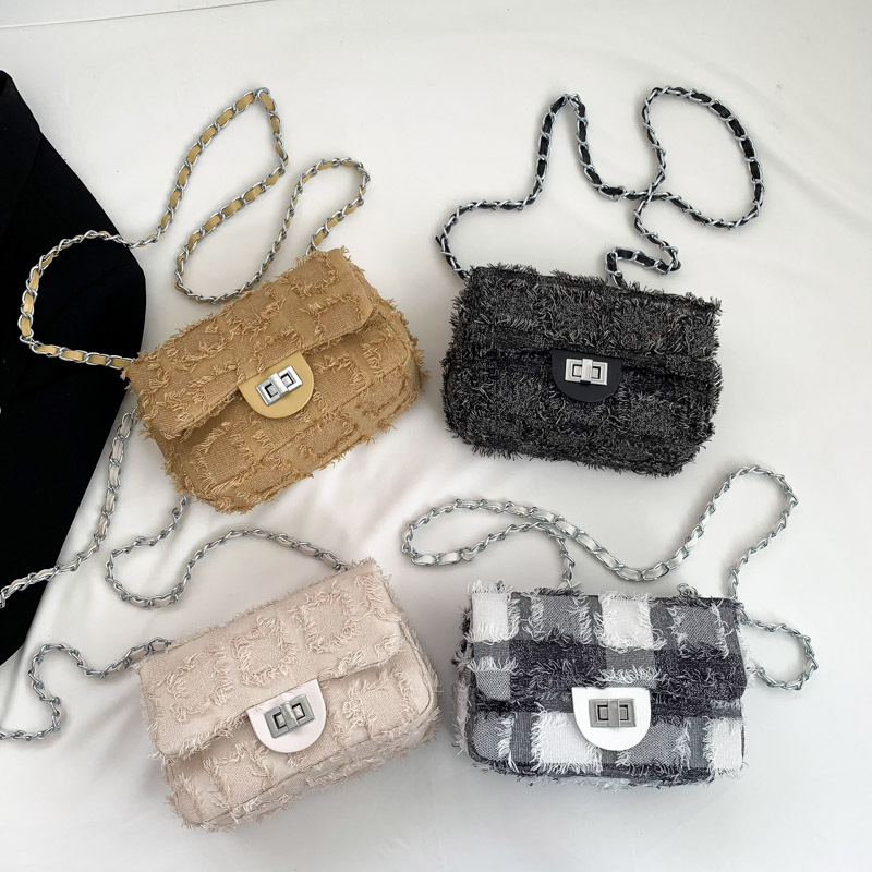 Bolso bandolera de lona Bolso retro Mujer 2025 Verano Nuevo estilo Moda Bolso bandolera simple Cadena simple Bolso cuadrado pequeño