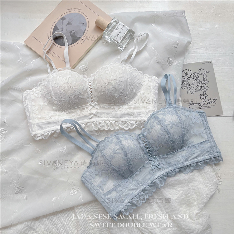 Otoño y el invierno nuevo romántico francés ropa interior de las mujeres encaje Palma taza pequeño pecho push up soporte superior transpirable cómodo traje sujetador