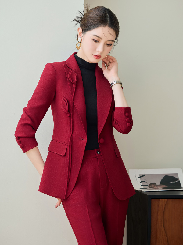 主持气质名媛时尚套装秋冬季两件套穿搭女装一整套高级感红色2603|undefined