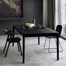 LX北欧实木餐桌椅组合小户型家用吃饭桌黑色长条桌设计师创意工作