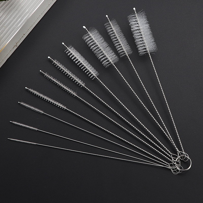 Silicone Glass Test Tube Cleaning Brush 304 Stainless Steel Nylon Straw Brush Children's Bottle Cleaning Medical Brush