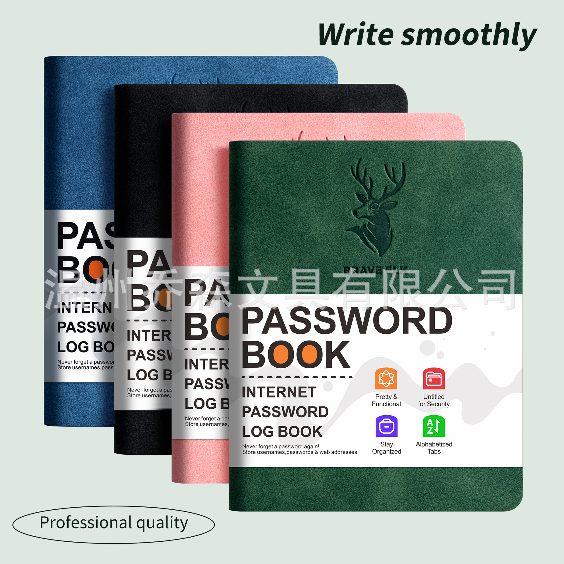 亚马逊跨境密码本鹿头password keeper book带字母标签的密码本
