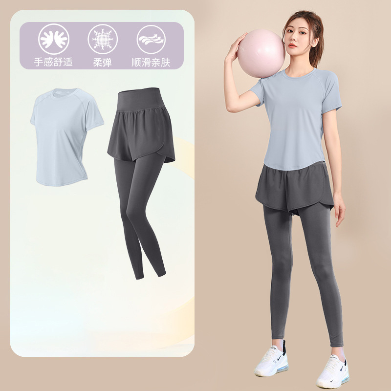 ランニングスポーツスーツ女性のための 2025 新しいフィットネストレーニングヨガ服速乾性衣類屋外プロフェッショナル通気性朝のランニング服|undefined