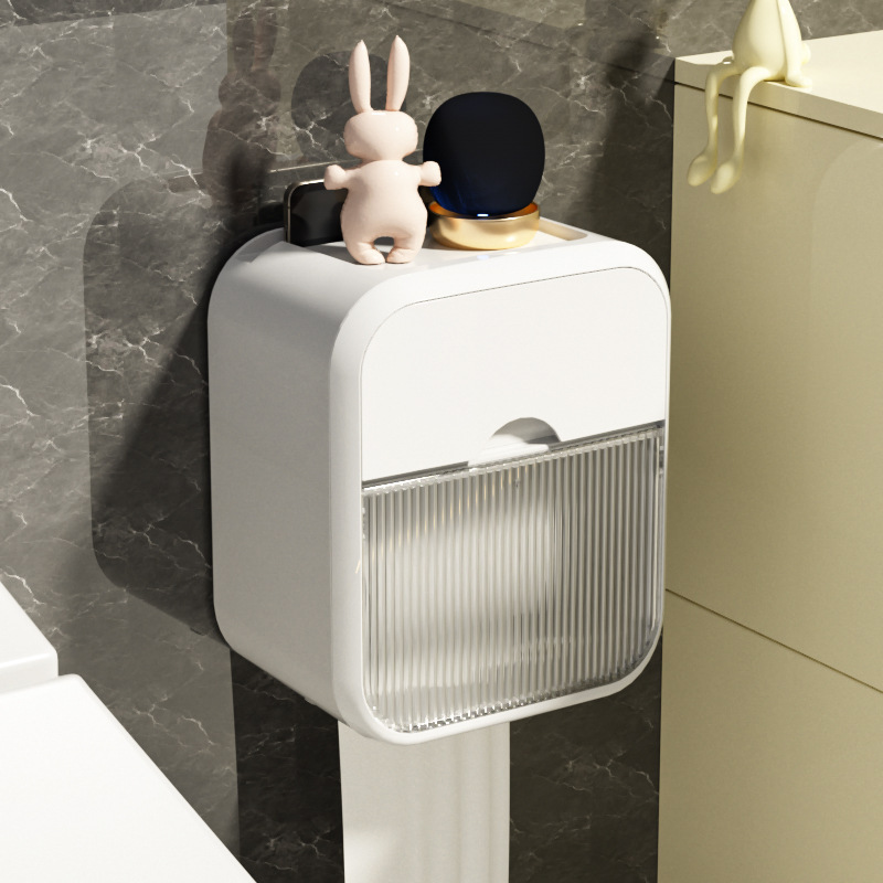 トイレットペーパーホルダー巻き紙箱穴なしトイレティッシュ箱トイレ防水壁掛け引き出し紙箱トイレットペーパー箱|undefined