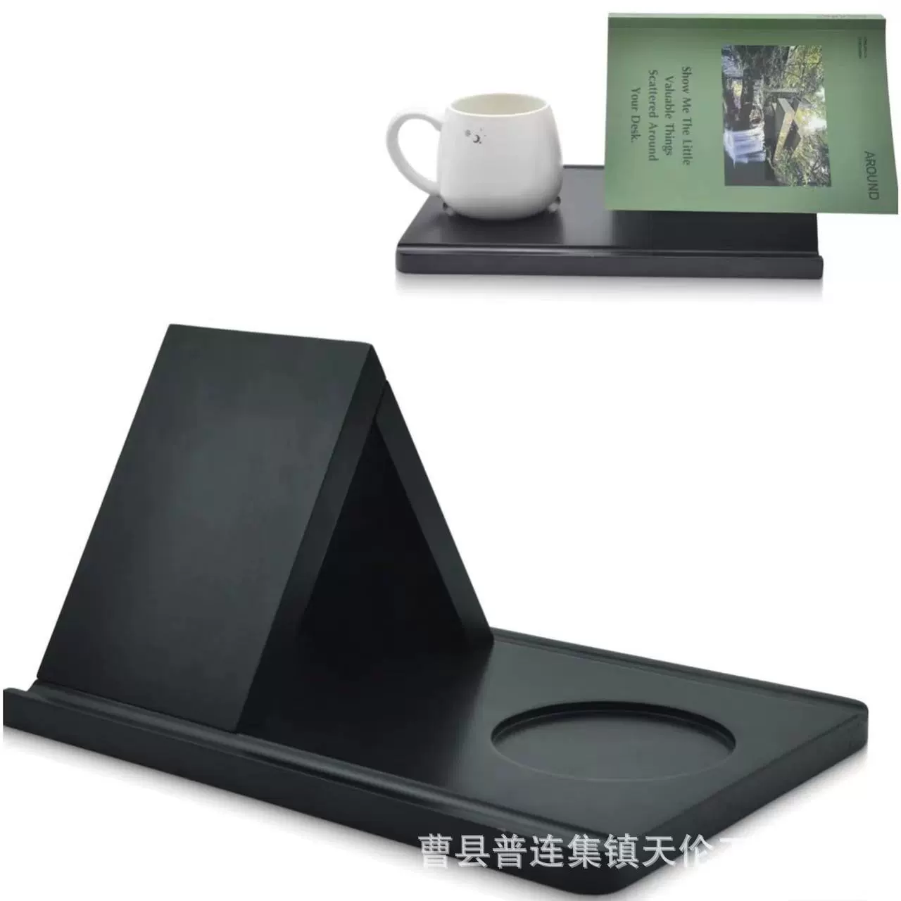 Деревянная треугольная книжная полка с подстаканником, деревянная треугольная столешница для закладок, деревянная книжная полка для чтения, деревянная стойка для книжных страниц