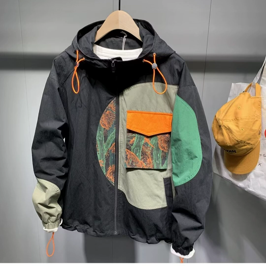 Весна и осень в американском стиле High Street Tide Brand повседневная свободная куртка с капюшоном