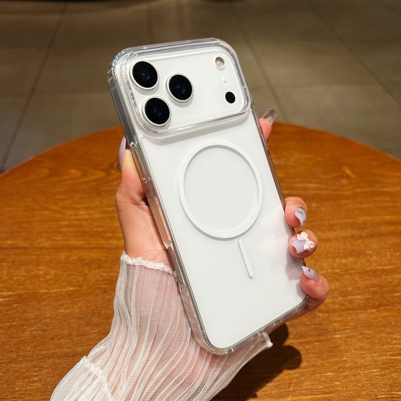 İnce şeffaf Apple manyetik kılıf 18Promax cep telefonu kılıfı iPhone17 plus sert 15pro darbeye dayanıklı kılıf için uygun - 1