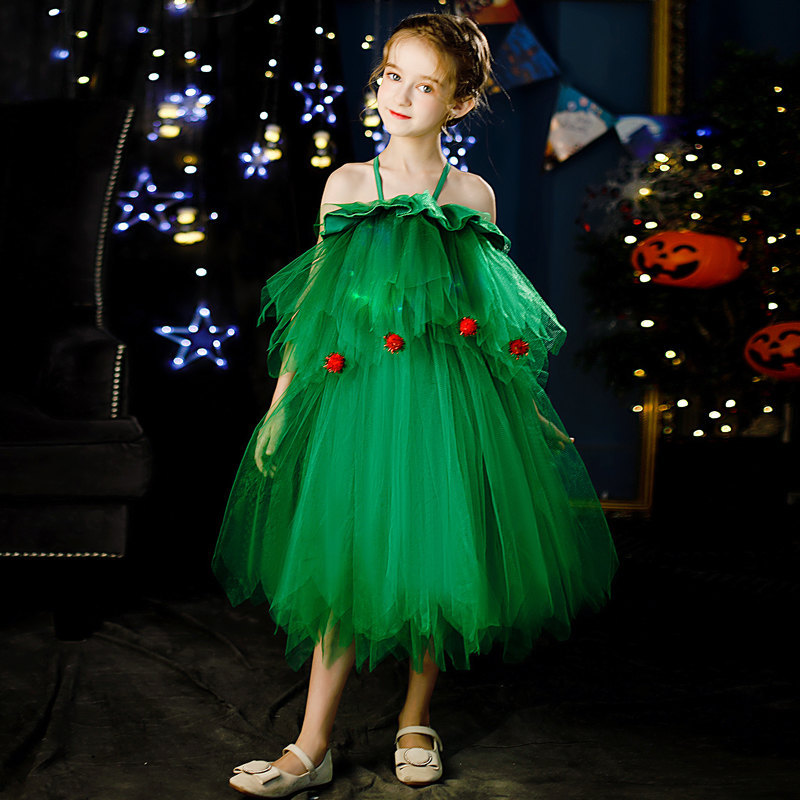Ropa de los niños de Navidad ropa padre-niño Cosplay lindo verde elfo niños y niñas traje de Kindergarten Nuevo
