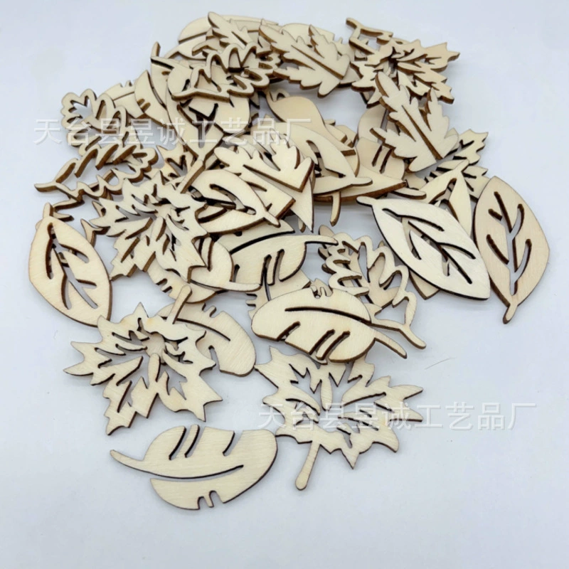 Трансграничные бревенчатые листья ручной работы DIY декоративные аксессуары деревянные поделки лазерная резка деревянные пуговицы