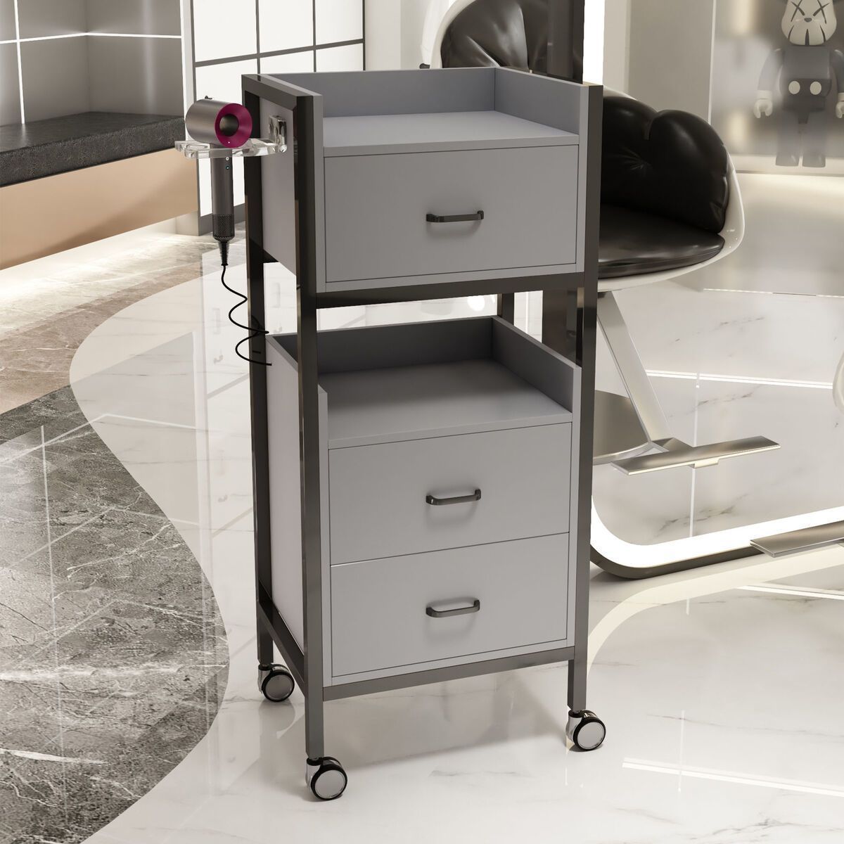 Nuevo gabinete de herramientas de peluquería de alta calidad gabinete de herramientas de salón de peluquería carro sin instalación móvil gabinete de herramientas de peluquería de madera sólida