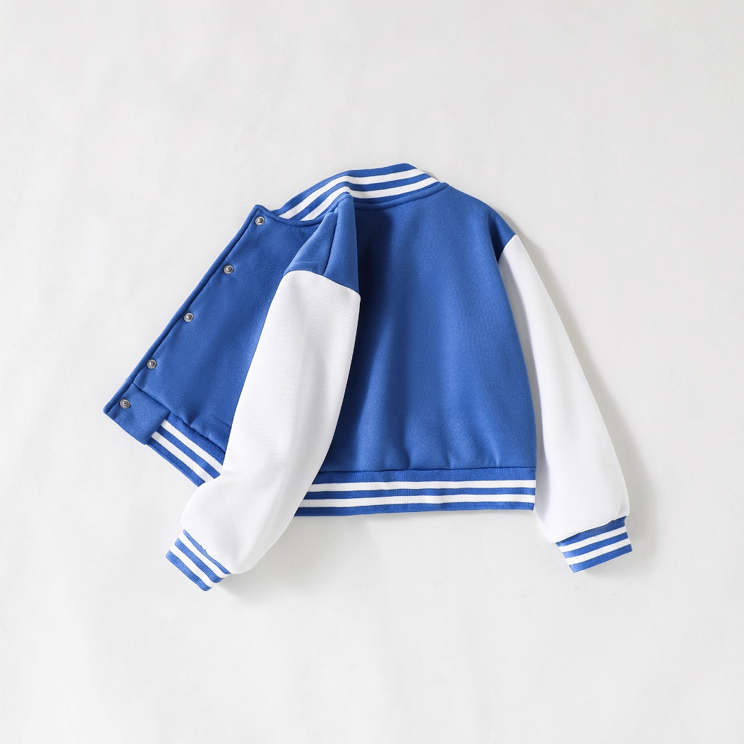 跨境童装INS女童学院风针织开衫撞色休闲春秋棒球服，适合4-14岁