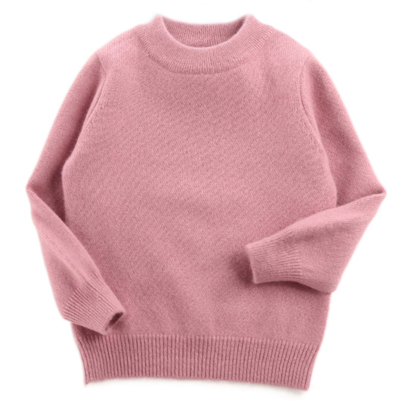 Shuyangyang Dropshipping Hongye Yantai Kidsren's 100% Pure Cashmere Baby Pure Color Round Neck Double-Strand Thickeneded Sweater