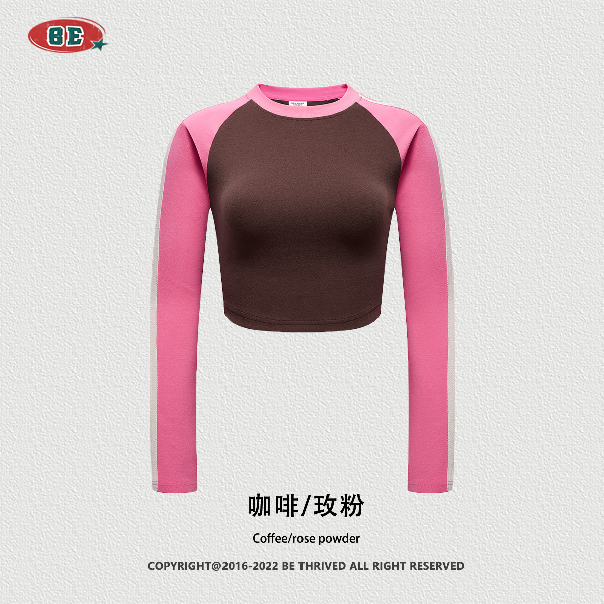 Ser preferencia| Comercio exterior de Europa y Estados Unidos cuello redondo de color caliente chaqueta de umbilical marca de té de color corto camiseta de manga larga mujer image 10