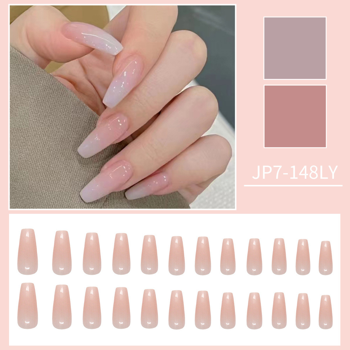 Simple explosión de manicure para usar uñas cortas y medianas uñas en polvo blanco gradiente para usar parches de uñas falsas productos terminados al por mayor