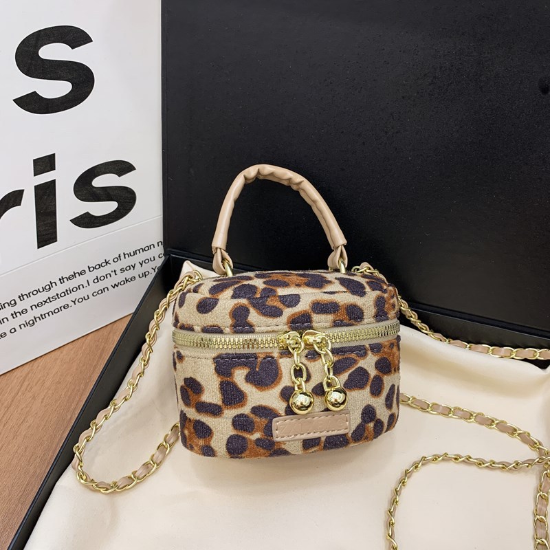 Bolsos para niños de nuevo estilo Bolsos de hombro para niños y niñas con estampado de leopardo de moda coreana Bolsos de mensajero de cadena de bebé con lazo de estilo occidental