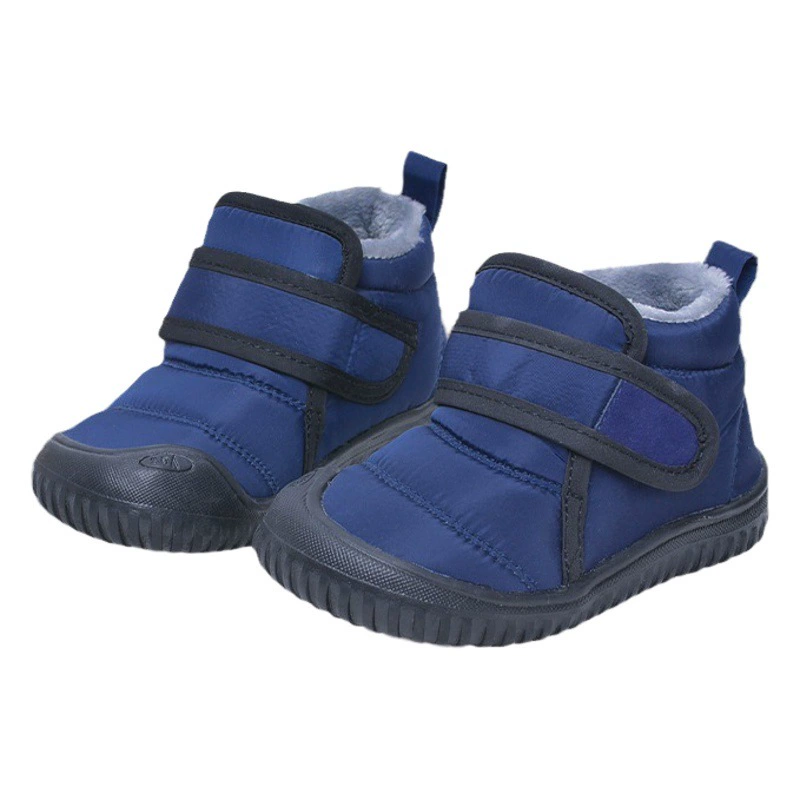 Осенне-зимние детские ботинки на флисовой подкладке для мальчиков, повседневные теплые хлопковые сапоги на мягкой подошве с липучками, хлопковая обувь для девочек