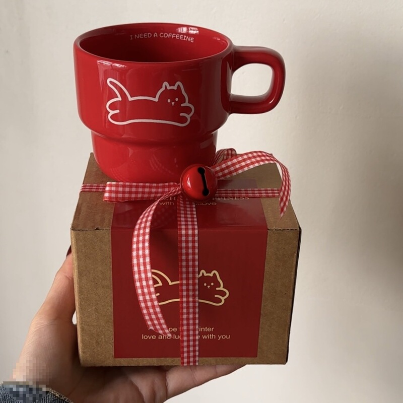 生日礼品女生可爱猫咪杯子ins风情侣闺蜜伴手礼物陶瓷咖啡杯水杯|undefined