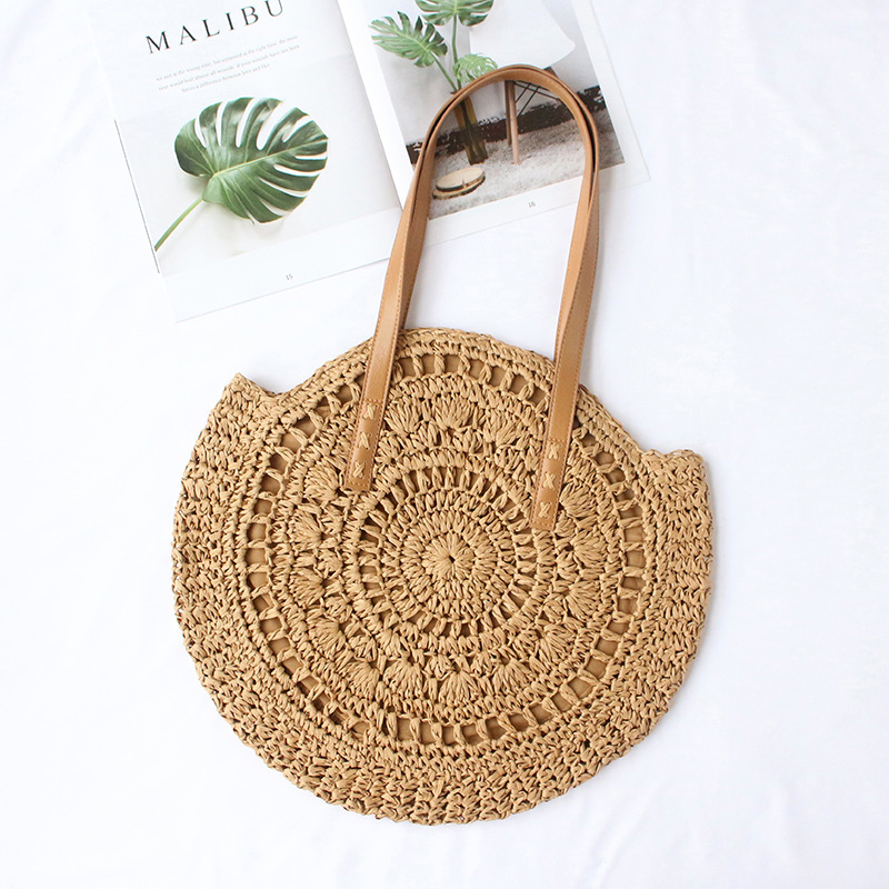 Straw Bag New Women's Handmade Woven Bag Shoulder Bag Hollow All-match Fashionable Simple Seaside Beach Vacation Straw Bag New Women's Handmade Woven Bag Shoulder Bag Hollow All-match Fashionable Simple Seaside Beach Vacation