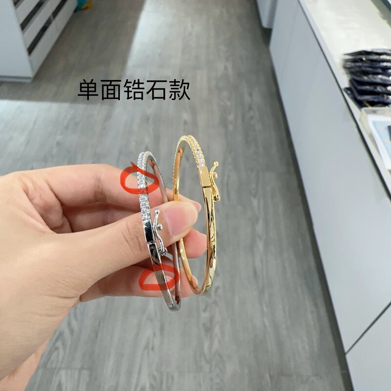 跨境欧美单排单面经典锆石手镯简约大气中东迪拜爆款卡扣手镯批发|undefined