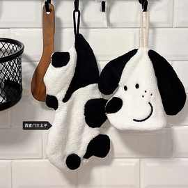 可爱熊猫擦手巾挂式珊瑚绒吸水速干卫生间擦手小毛巾厨房搽抹手布