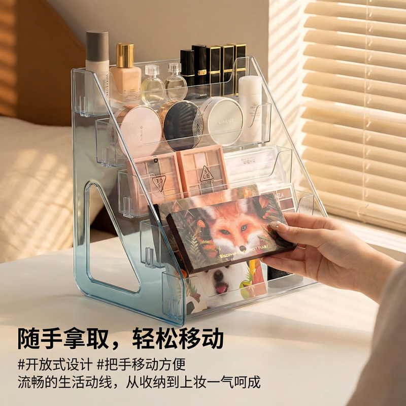 Transparent Storage Box, Multi-Layer Cosmetics Storage Rack, Nail Polish and Eyeshadow Palette Display Rack, Dressing Table Ladder-Style Shelf