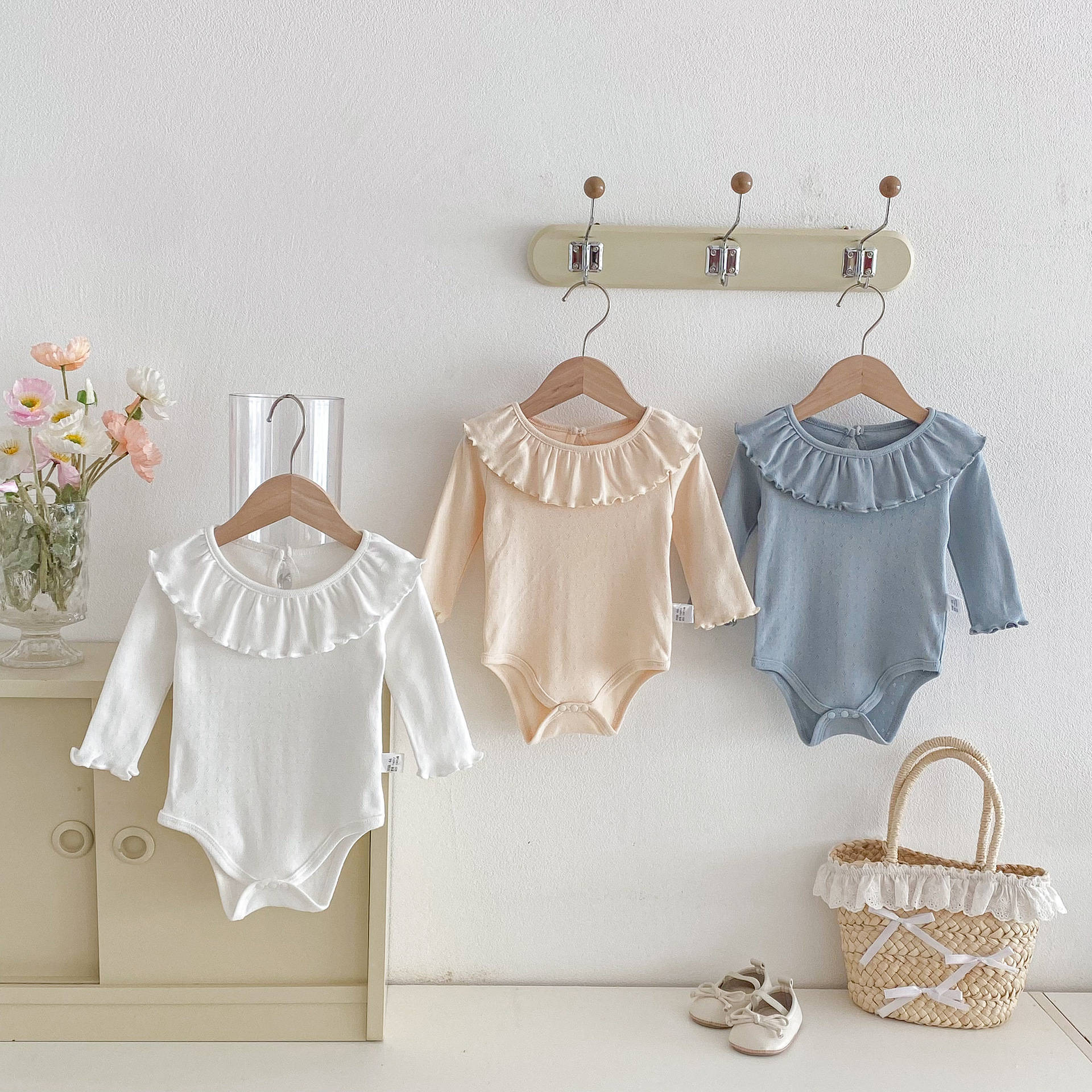 Newborn Baby A-Class Cotton Romper Spring and Autumn Pure Cotton Seamless Girl Baby Jumpsuit Spring Outfit Triangle Romper Princess Clothes