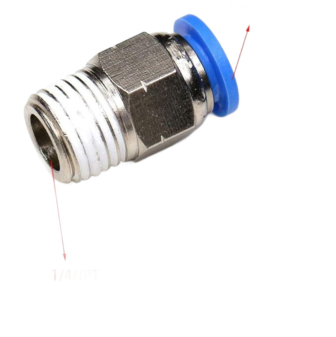 CANULA MÉTRICA US NPT THREAD THROUGH PC6NPT1 / 4PC8N01 Cobre Niquelado Acoplamiento rápido Acoplamiento PC