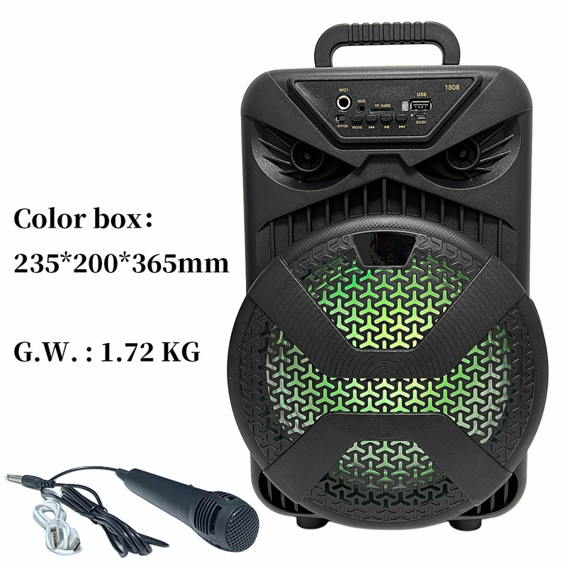 Portable Square Dance Radio with Card Slot, Outdoor Portable Speaker with Microphone, Subwoofer, Wireless Bluetooth Speaker