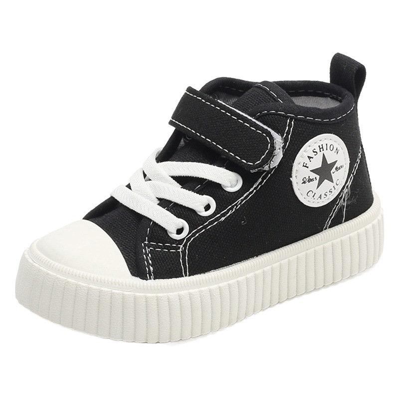 Children's Canvas Shoes High-Top 2026 Spring and Autumn New Style Boys' Casual Shoes Non-Slip Girls' Sneakers Soft Sole Baby Shoes Single