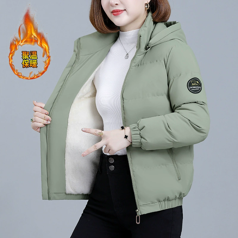 Short winter warm jacket, hooded, oversize fit, faux‑fur lined, colors S–XXXXL