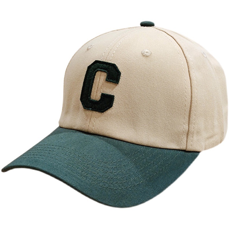 Gorra de béisbol estilo coreano con letras en patchwork para mujer, que estiliza el rostro, gorra de pico de pato con visera rígida para hombre.