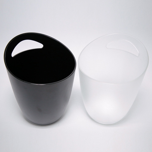 Manufacturer's Plastic Single Handle Ice Bucket 3L Transparent Champagne Bucket Frosted Slanted Mouth Single Hand Champagne Bucket Single Bucket