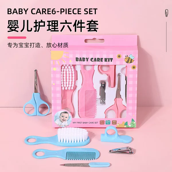 Cross-Border Baby Nail Scissors Baby Care Set Six-Piece Set Children's Nail Scissors Comb Combination Set Wholesale