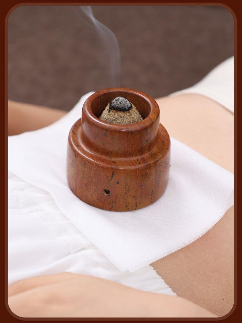 Bian Stone Navel Moxibustion Bowl Set with 500g Moxa Wool and 7 Piece Accessories for Ginger and Salt Moxa Therapy preparation