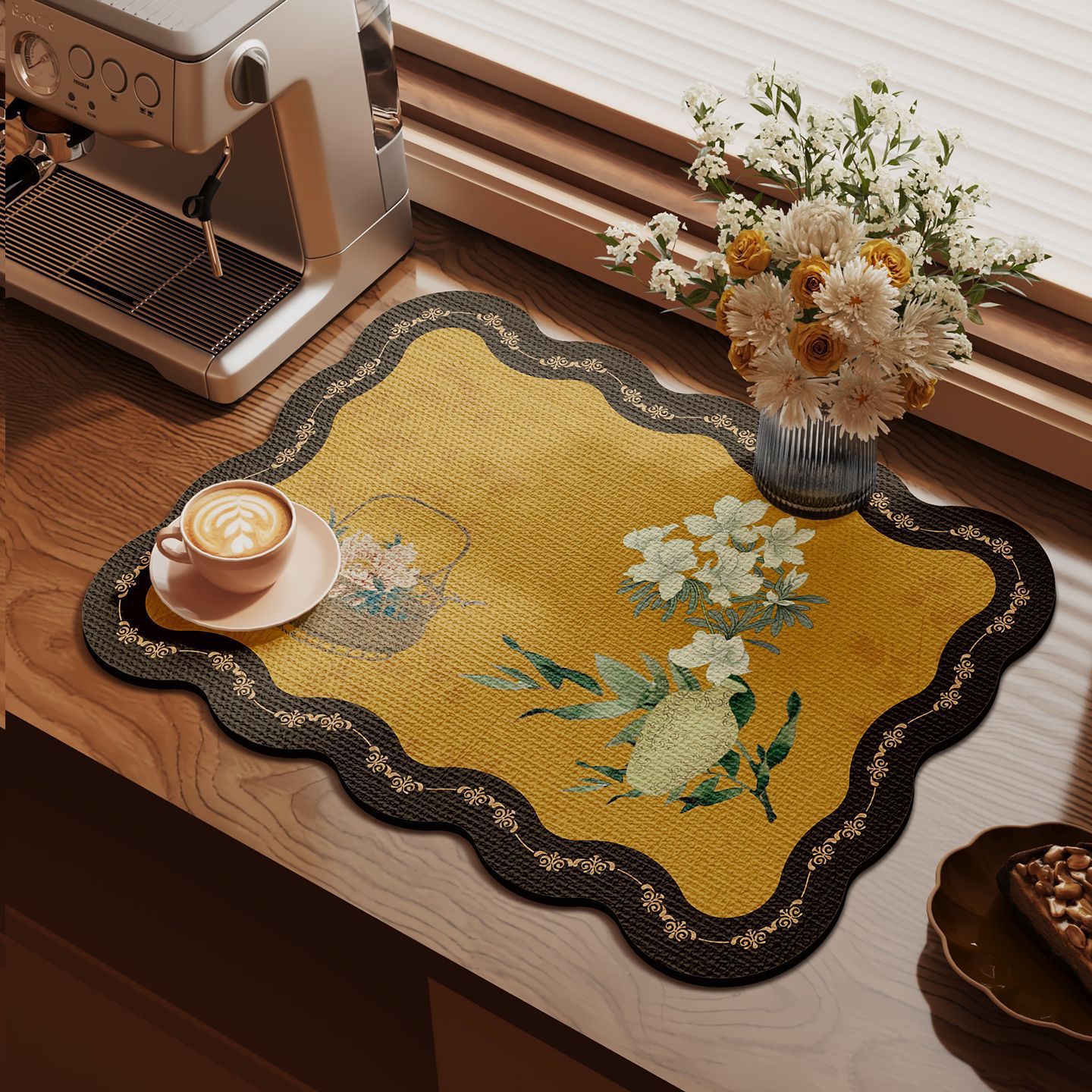 Cocina retro cojín de drenaje cojín antideslizante mesa de comedor cojín de aislamiento térmico resistente al desgaste cojín de barro de diatomas de absorción de agua de secado rápido