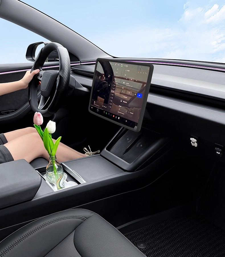 Suitable for Tesla's New Version Model Y/3 Central Control Wireless Charging Decorative Frame Interior Protection Color Changing Accessories