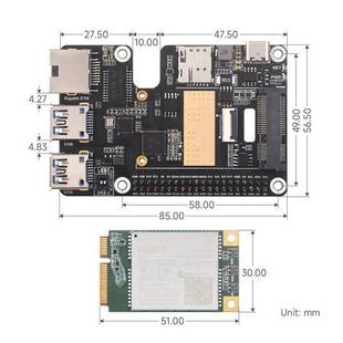 Raspberry Pi 5Pcle Expansion Board to Minipcle/Ethernet/Usb3.2 Adapter Board Driver-Free Plug and Play