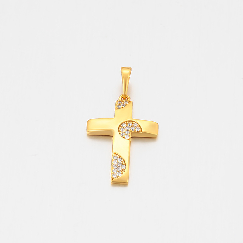Xuping simple colgante de estilo europeo y americano aleación de cobre chapado 24k colgante de cruz de color oro ligeras joyas de lujo al por mayor