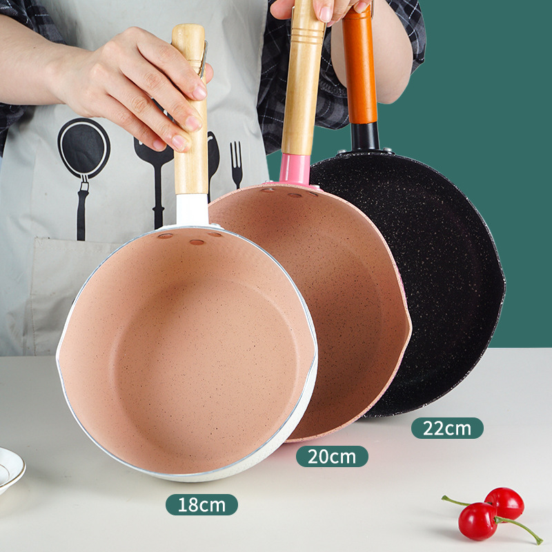 Estilo japonés sartén de nieve compuesto multi-capa inferior sartén antiadherente olla de fideos instantáneos cocina de inducción fondo plano pequeña olla de sopa olla de leche de piedra maifan