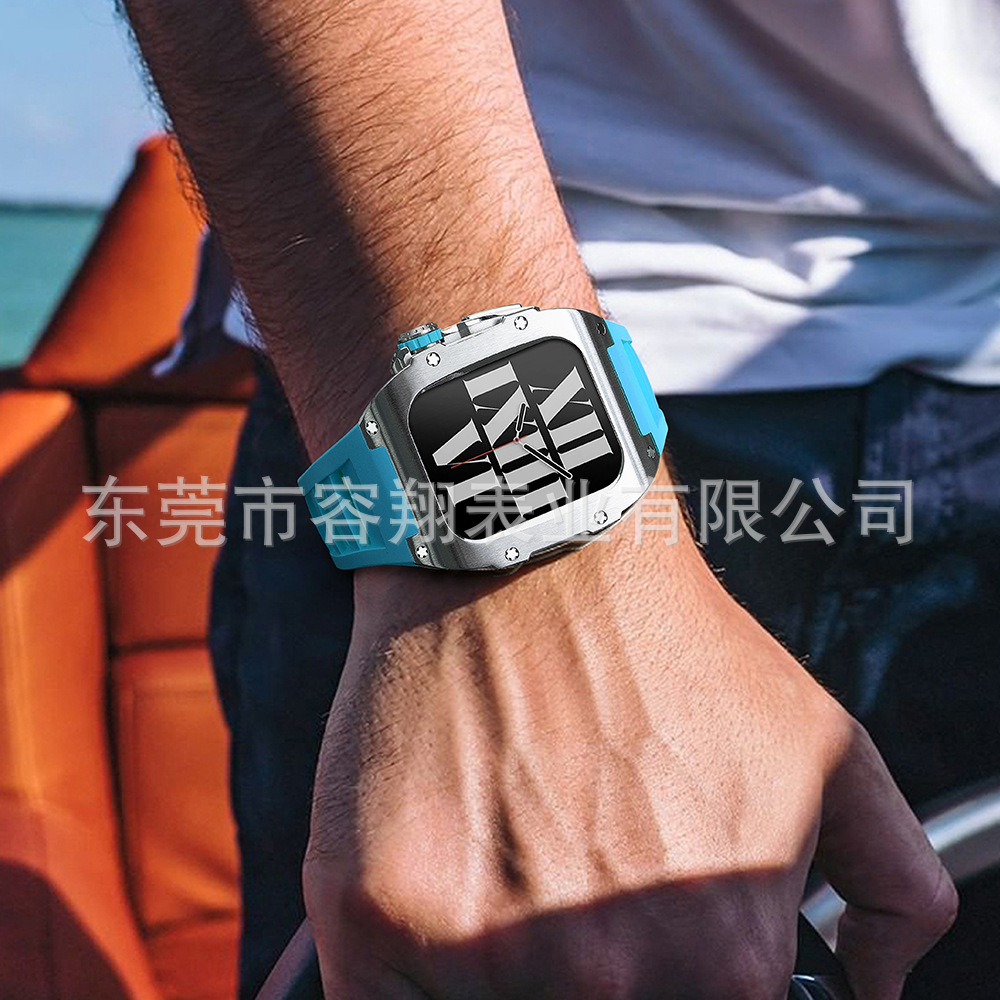 Adecuado para Apple applewatch 8/7/6/5 modificado reloj Correa protectora Shell iwatch caja de reloj de acero inoxidable