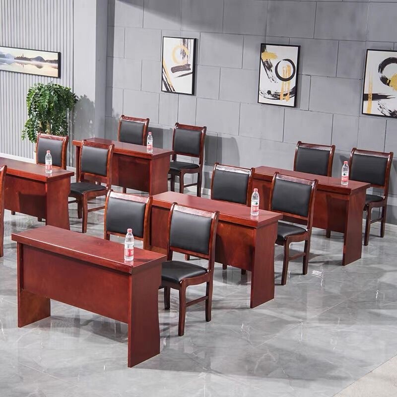 Double Conference Table, Solid Wood Veneer, Painted, Office Study and Training Combination Table and Chair Set, Conference Room Multi-Person Rectangular Desk Double Conference Table, Solid Wood Veneer, Painted, Office Study and Training Combination Table and Chair Set, Conference Room Multi-Person Rectangular Desk