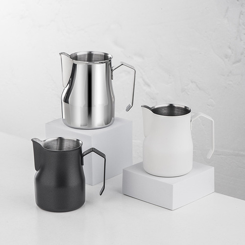 Milk foam cup coffee latte art cylinder 304 stainless steel Italian latte art cup pointed mouth latte art pot fancy milk cup wax cup